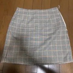 GU ミニスカート　Mサイズ　チェックスカート　台形スカート　千鳥柄