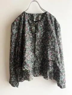 レイヤー　ブラウス　レース　花柄　グレージュ　ビンテージ　ヴィンテージ