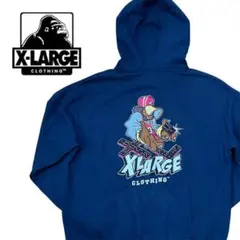 極美品✨ XLARGE パーカー L ネイビー 刺繍 希少 即完モデル フーディ