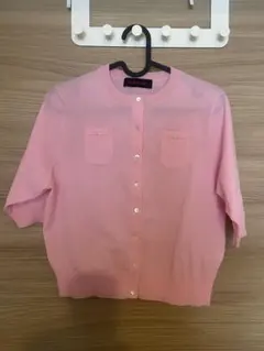 CABaN ファインポリエステル ハーフスリーブポケットカーディガン ピンク