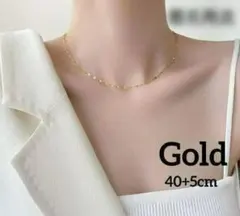匿名配送　ゴールド　ペタルチェーン　ネックレス　ステンレス　シンプル　上品