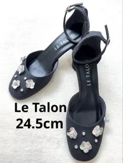 【美品】 Le Talon アンクルストラップパンプス フラワービジューのサムネイル