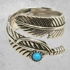 【大好評・新品】ヴィンテージフェザーアクセント ターコイズリング