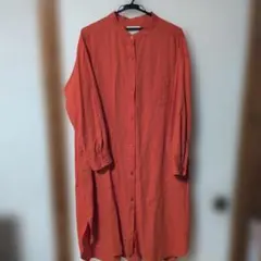 長袖 オレンジ色ロングシャツ オレンジ LLサイズ