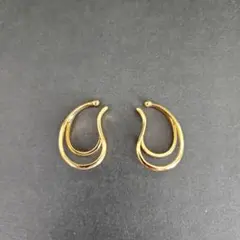 イヤーカフ イヤカフ 大ぶり ダブルライン 左右セット ゴールド　両耳用