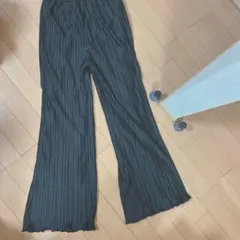 ストライプ ブラック ワイドパンツ Mサイズ