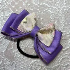紫リボンヘアゴム 約10cm