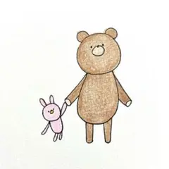 【963】【くまの絵】ハガキサイズオリジナル手描きアナログ自作創作品イラスト原画