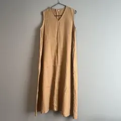 無印良品 フレンチリネン洗いざらしノースリーブワンピース L