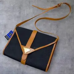 D385/タグ付きYVES SAINT LAURENT バッグ 2way 紺 茶のサムネイル