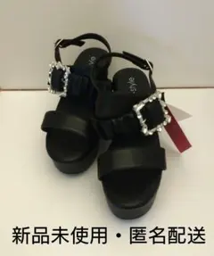 【新品未使用】ビジュー付き サンダル ブラック Lサイズ 23.5cm 24cm