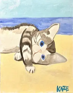 油絵 絵 絵画 インテリア F3-091918 子猫と女の子 - メルカリ