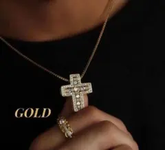 人気 ゴールド 金 十字架 メッキクロス ジルコニア ネックレス アクセサリー