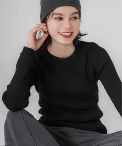 Lサイズ 新品タグ付き 極厚クルーネックリブニット　coca