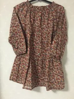 女の子 花柄 長袖ワンピース100cm