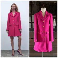 ZARA フューシャピンク FITTED WOOL COAT コート XS