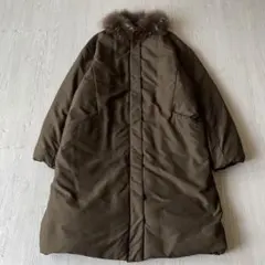 極美品グリーンレーベルリラクシン2WAYファーノーステッチダウンコート オリーブ