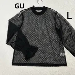 美品❣️GUドット柄 シースルー 長袖 トップス ブラック Ｌsizeのサムネイル