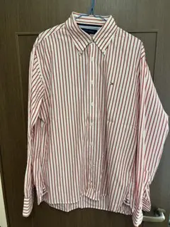 Tommy Hilfiger ボタンダウンシャツ 白赤ストライプLL