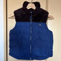 U U ユーユー　ネイビー×ブラウンのダウンベスト