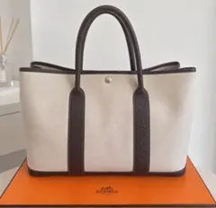HERMES エルメスガーデンパーティPM キャンバス×レザー トートバッグ