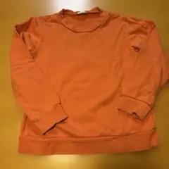 オレンジ クルーネック 長袖トレーナー
