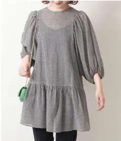 Spick and Spanギンガムチェックパフスリーブチュニックのサムネイル