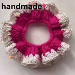 ハンドメイド　シュシュ　かぎ針編み　ピンク　ホワイト　春カラー　桜カラー
