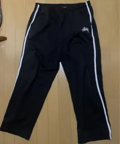 Stussy ブラック サイドラインスウェットパンツ　古着　［訳あり］