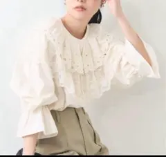 美品　2024ss FREAK'S STORE フリルカラーシャツ FREE