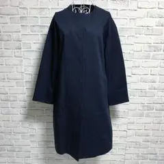 未使用品【MICHEL KLEIN】ロング　ノーカラージャケット　コート　紺