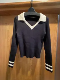 SHEIN 襟付き リブニット