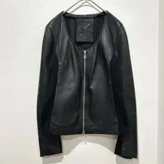 【美品】Kiro(42)レザージャケット 本革 羊革 ノーカラー イタリア製