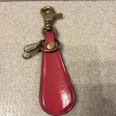 ウォームスクラフツ ピンクレザーキーホルダー ゴールド金具付き