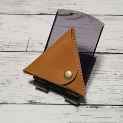 三角コインケース(傷あり)　ハンドメイド　レザークラフト　No.1293