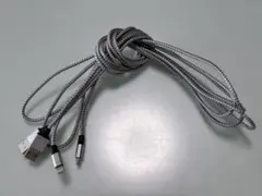 長い編み込みシルバーLightningケーブル　2m × 2本