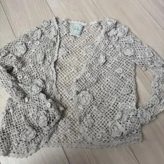 Sybillaレース編みカーディガン ベージュ