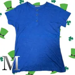 着心地抜群　エアルーム　リブ編み　インディゴ　Tシャツ　M