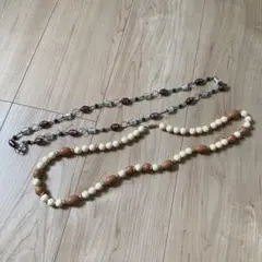 ロングネックレス　アイボリー・ベージュ・パープル