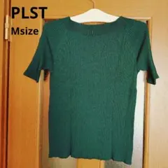 【PLST】ハイツイストレーヨンナイロン前後2WAY5分袖ニット M グリーンのサムネイル