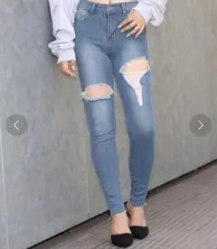 ☆ANAP ハイダメージスキニーデニム　ブルー☆