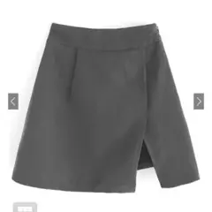 GRL ミニスカート　インパン付きスリット台形ミニスカート　チャコール