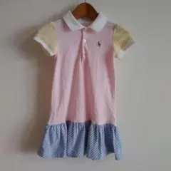 未使用に近いラルフローレンポロシャツスタイル フリル付きワンピース