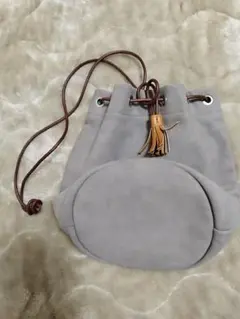 KBF スエード　巾着　ショルダーバッグ　グレージュ