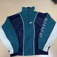 #NIKE フルジップジャケット ダークグリーン/ネイビー#90s