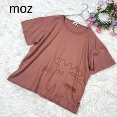 moz ヘラジカプリント 半袖Tシャツ コットン100くすみピンク エルク 定番のサムネイル