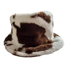 牛柄 フリース バケットハット 冬 もふもふ