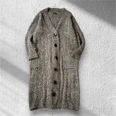 【スピーガ】ニットロングカーディガン Vネック フルボタン ポケット有 長袖 F