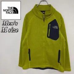 ノースフェイス ニット フリースジャケット 海外限定 イエロー グリーン M