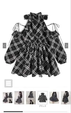 GRL チェック柄ショルダーオープンアメスリティアードミニワンピース